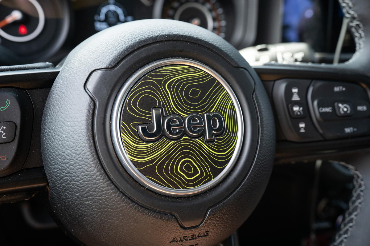 For Jeep Wrangler JL / Gladiator JT Topographic Steering Wheel Overlay Protectors