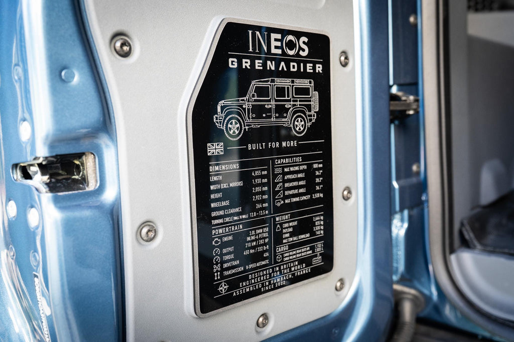 for INEOS Grenadier Rear Tailgate Spec Plate  2024 2025 2026 Gas Station Wagon