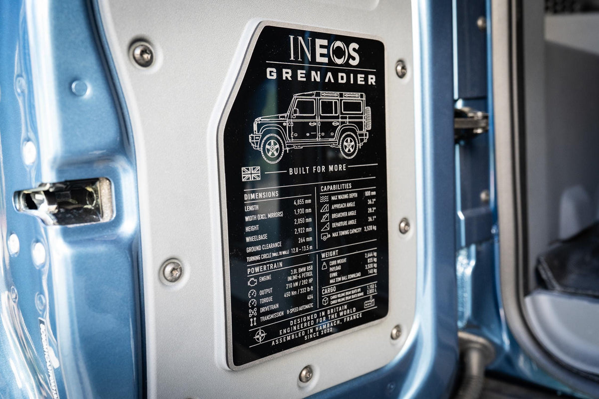 for INEOS Grenadier Rear Tailgate Spec Plate  2024 2025 2026 Gas Station Wagon