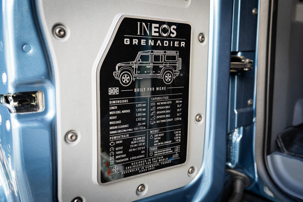 for INEOS Grenadier Rear Tailgate Spec Plate  2024 2025 2026 Gas Station Wagon